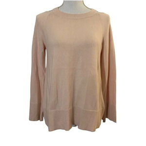 LOFT Light Baby Pink Cold Shoulder Sweater Long Sleeve Cotton Womens Small